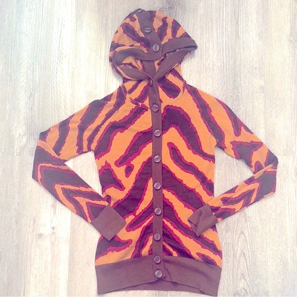 ✨🆕BNWOT L.A.M.B. Zebra Print 100% Cotton Button Up Cardigan!Sz Small!